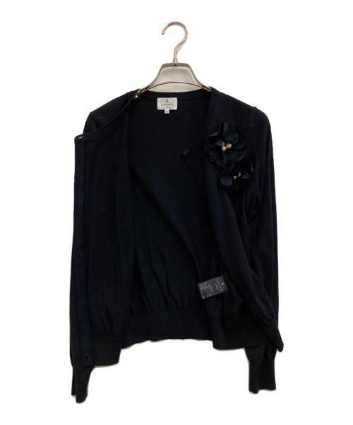 LANVIN（ランバン）LANVIN (ライバン) コサージュ付きカーディガン ネイビー サイズ:Mの古着・服飾アイテム
