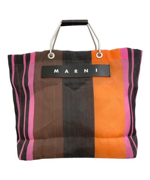 MARNI（マルニ）MARNI (マルニ) フラワーカフェトートバッグ ブラック×オレンジの古着・服飾アイテム