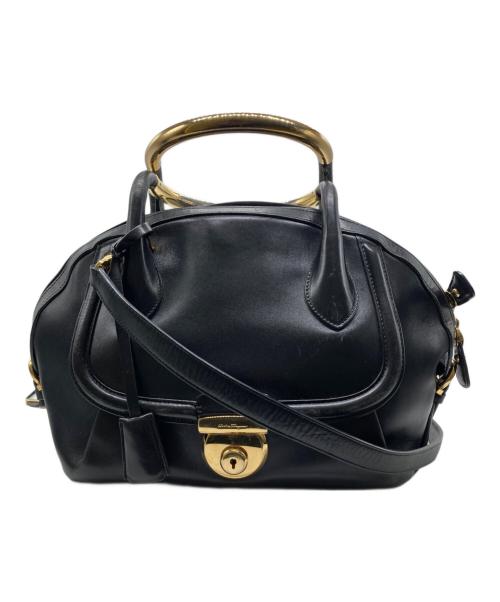 Salvatore Ferragamo（サルヴァトーレ フェラガモ）Salvatore Ferragamo (サルヴァトーレ フェラガモ) 2WAYハンドバッグ ブラックの古着・服飾アイテム