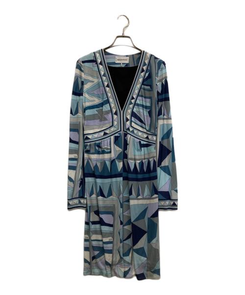Emilio Pucci（エミリオ プッチ）Emilio Pucci (エミリオ プッチ) 総柄ワンピース ブルー サイズ:-の古着・服飾アイテム