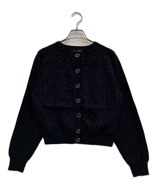 LOUNIE（ルーニー）LOUNIE (ルーニー) ツイードドッキングニットカーディガン ネイビー サイズ:F 未使用品の古着・服飾アイテム
