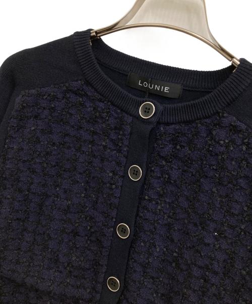 LOUNIE（ルーニー）LOUNIE (ルーニー) ツイードドッキングニットカーディガン ネイビー サイズ:F 未使用品の古着・服飾アイテム
