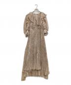 Snidelスナイデル）の古着「フリルプリーツプリントワンピース」｜ピンク