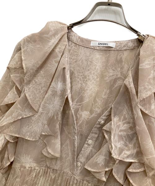 Snidel（スナイデル）Snidel (スナイデル) フリルプリーツプリントワンピース ピンク サイズ:Sの古着・服飾アイテム