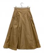 ESTNATIONエストネーション）の古着「タフタハイウエストボリュームスカート」｜ベージュ