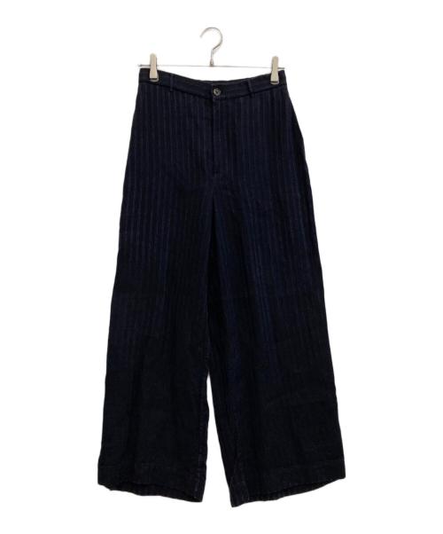 45R（フォーティファイブ・アール）45R (フォーティファイブ・アール) ステッチリネンパンツ ネイビー サイズ:Mの古着・服飾アイテム