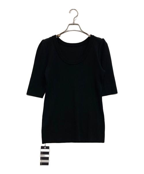 BORDERS at BALCONY（ボーダーズアットバルコニー）BORDERS AT BALCONY (ボーダーズアットバルコニー) AYON HALFSLEEVE KNIT ブラック サイズ:38 未使用品の古着・服飾アイテム