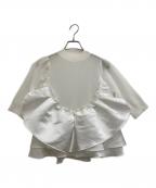 SEVEN TEN by MIHO KAWAHITOセブン テン バイ ミホ カワヒト）の古着「サテンドッキングニット」｜ホワイト