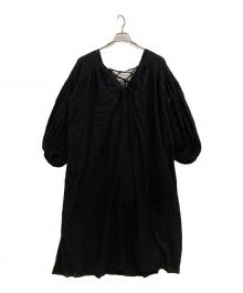 ETRE（エトレ）の古着「フロントレースアップロングワンピース」｜ブラック
