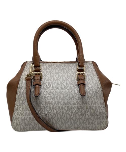 MICHAEL KORS（マイケル・コース）MICHAEL KORS (マイケルコース) 2WAYサッチェルショルダーバッグショルダーバッグ ブラウン×ホワイトの古着・服飾アイテム