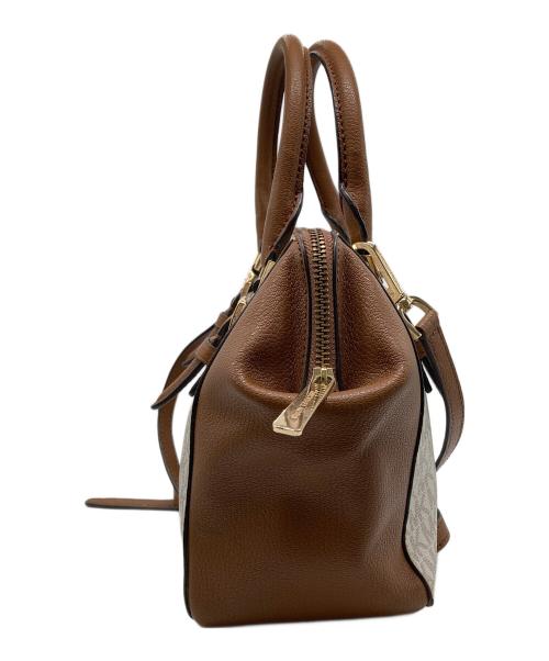 MICHAEL KORS（マイケル・コース）MICHAEL KORS (マイケルコース) 2WAYサッチェルショルダーバッグショルダーバッグ ブラウン×ホワイトの古着・服飾アイテム