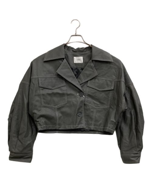 MURUA（ムルーア）MURUA (ムルーア) クロップドフェイクレザージャケット グレー サイズ:F 未使用品の古着・服飾アイテム
