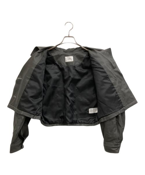 MURUA（ムルーア）MURUA (ムルーア) クロップドフェイクレザージャケット グレー サイズ:F 未使用品の古着・服飾アイテム