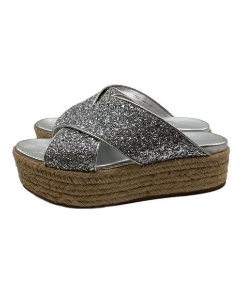 MIU MIU（ミュウミュウ）MIU MIU (ミュウミュウ) エスパドリーユ シルバー サイズ:38 1/2の古着・服飾アイテム