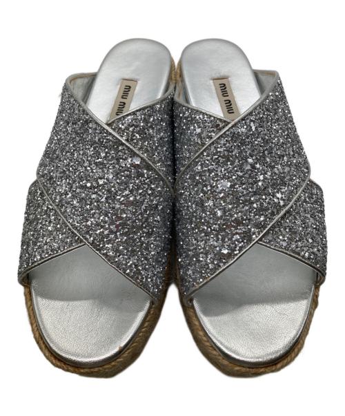 MIU MIU（ミュウミュウ）MIU MIU (ミュウミュウ) エスパドリーユ シルバー サイズ:38 1/2の古着・服飾アイテム