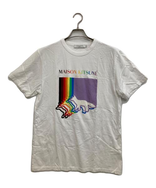 maison kitsune（メゾンキツネ）MAISON KITSUNE (メゾンキツネ) FOX FLAG CLASSIC TEE-SHIRT ホワイト サイズ:Mの古着・服飾アイテム