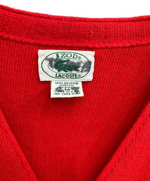 IZOD LACOSTE（アイゾッド ラコステ）IZOD LACOSTE (アイゾッド ラコステ) アクリルカーディガン レッド サイズ:Mの古着・服飾アイテム