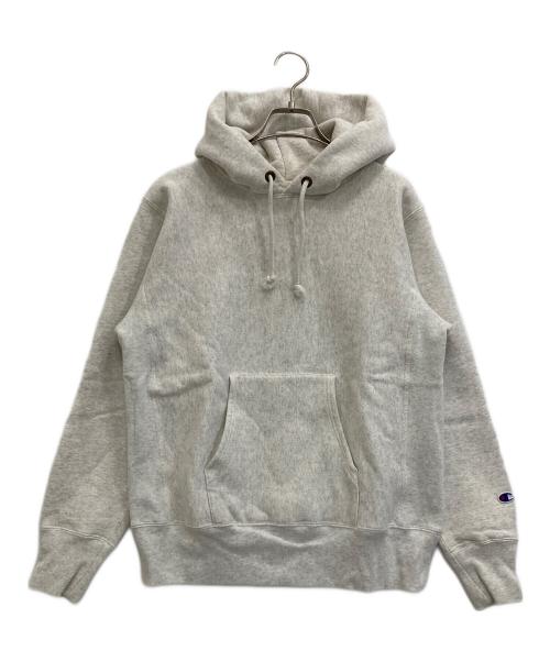 Champion REVERSE WEAVE（チャンピオン リバース ウィーブ）Champion REVERSE WEAVE (チャンピオン リバース ウィーブ) プルオーバーパーカー ライトグレー サイズ:Lの古着・服飾アイテム