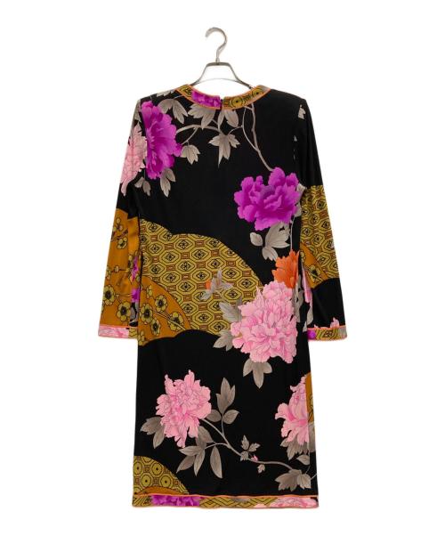 LEONARD PARIS（レオナール パリ）LEONARD PARIS (レオナール パリ) フラワープリントシルクワンピース ブラック サイズ:38の古着・服飾アイテム