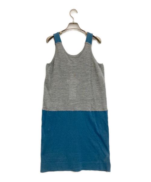 MM6 Maison Margiela（エムエムシックスメゾンマルジェラ）MM6 Maison Margiela (エムエムシックスメゾンマルジェラ) ノースリーブニットワンピース グレー×ブルー サイズ:M 未使用品の古着・服飾アイテム