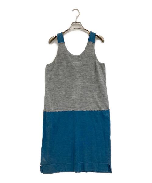 MM6 Maison Margiela（エムエムシックスメゾンマルジェラ）MM6 Maison Margiela (エムエムシックスメゾンマルジェラ) ノースリーブニットワンピース グレー×ブルー サイズ:M 未使用品の古着・服飾アイテム