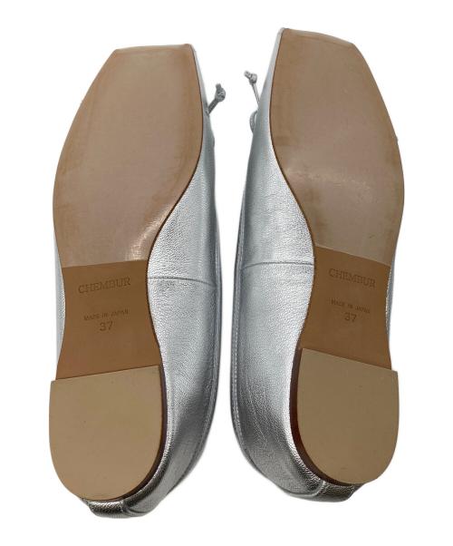 CHEMBUR（チェンバー）CHEMBUR (チェンバー) SQ FLAT STUDS BALLET SHOES シルバー サイズ:37の古着・服飾アイテム