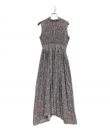 anuans（アニュアンス）の古着「小花柄スタンドカラーワンピース」｜ピンク×ネイビー