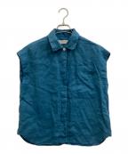 ）の古着「リネンキャンバスフレンチスリーブシャツ」｜ブルー