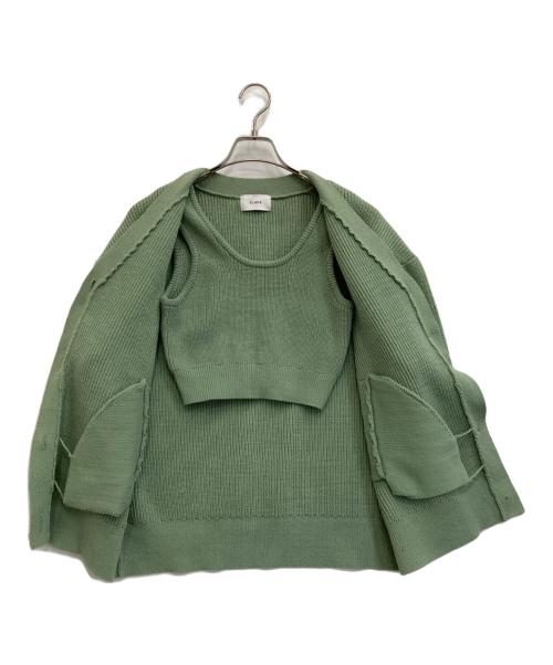 CLANE（クラネ）CLANE (クラネ) BUSTIER SET KNIT CARDIGAN グリーン サイズ:1の古着・服飾アイテム