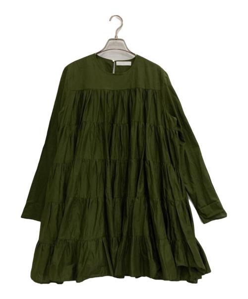 merlette（マーレット）Merlette (マーレット) ソリマン ティアード ギャザー ミニ ワンピース グリーン サイズ:XSの古着・服飾アイテム