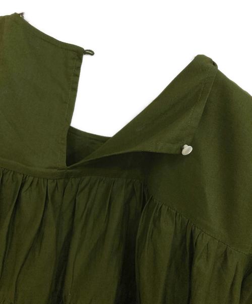 merlette（マーレット）Merlette (マーレット) ソリマン ティアード ギャザー ミニ ワンピース グリーン サイズ:XSの古着・服飾アイテム