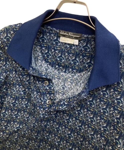 Salvatore Ferragamo（サルヴァトーレ フェラガモ）Salvatore Ferragamo (サルヴァトーレ フェラガモ) 半袖ポロシャツ ブルー サイズ:Lの古着・服飾アイテム