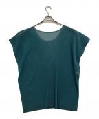 PLEATS PLEASEプリーツプリーズ）の古着「ノースリーブプルオーバーメッシュシアーカットソー」｜ブルー