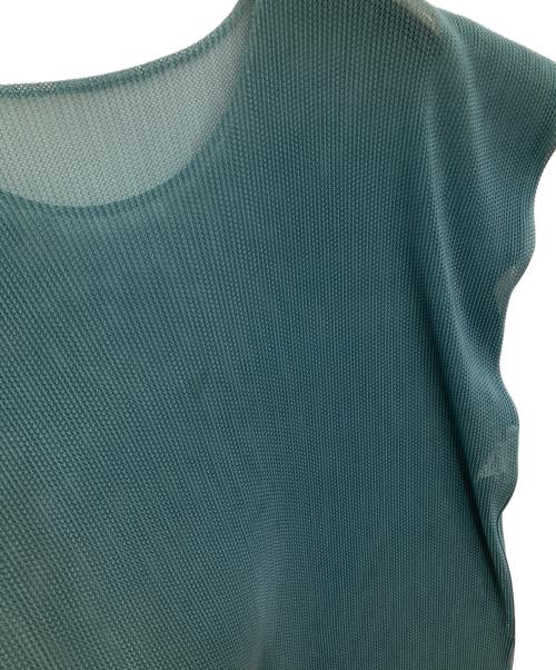 PLEATS PLEASE（プリーツプリーズ）PLEATS PLEASE (プリーツプリーズ) ノースリーブプルオーバーメッシュシアーカットソー ブルー サイズ:3の古着・服飾アイテム
