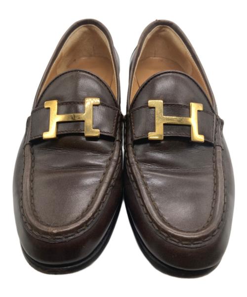 HERMES（エルメス）HERMES (エルメス) H金具ローファー ブラウン サイズ:36の古着・服飾アイテム