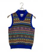 Jamieson's of Shetlandジャミーソンズオブシェトランド）の古着「タートルネックウールニットベスト」｜ブルー