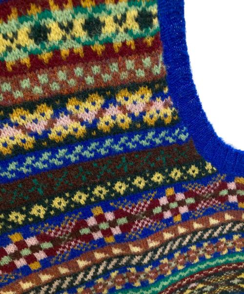 Jamieson's of Shetland（ジャミーソンズオブシェトランド）Jamieson's of Shetland (ジャミーソンズオブシェトランド) タートルネックウールニットベスト ブルー サイズ:-の古着・服飾アイテム