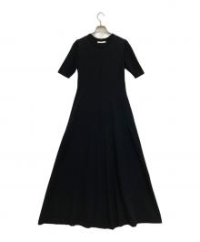 UN3D.（アンスリード）の古着「ベーシックフレアハーフスリーブニットワンピース」｜ブラック