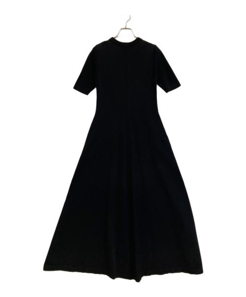 UN3D.（アンスリード）UN3D. (アンスリード) ベーシックフレアハーフスリーブニットワンピース ブラック サイズ:38の古着・服飾アイテム