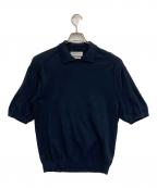 TOMORROW LANDトゥモローランド）の古着「ニットポロシャツ」｜ネイビー
