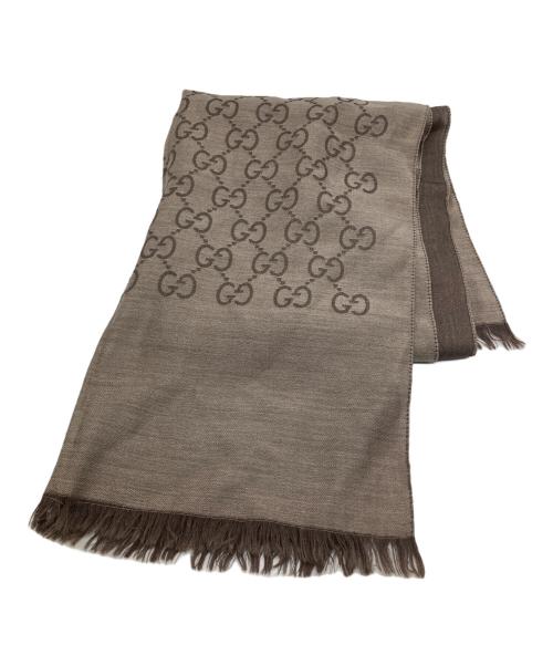 GUCCI（グッチ）GUCCI (グッチ) GG総柄ストール ブラウン サイズ:45×180cmの古着・服飾アイテム
