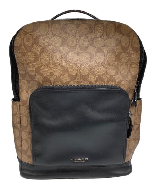 COACH（コーチ）COACH (コーチ) シグネチャーリュック ブラウン×ブラックの古着・服飾アイテム