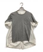 sacaiサカイ）の古着「Cotton T-Shirt ストライプ切替Tシャツ」｜グレー