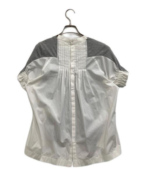 sacai（サカイ）sacai (サカイ) Cotton T-Shirt ストライプ切替Tシャツ グレー サイズ:1の古着・服飾アイテム