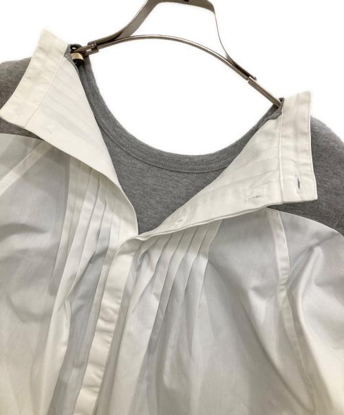 sacai（サカイ）sacai (サカイ) Cotton T-Shirt ストライプ切替Tシャツ グレー サイズ:1の古着・服飾アイテム