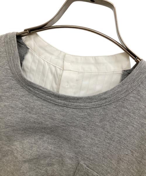 sacai（サカイ）sacai (サカイ) Cotton T-Shirt ストライプ切替Tシャツ グレー サイズ:1の古着・服飾アイテム