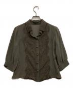 FOXEYフォクシー）の古着「シルク7分袖シアーシャツ」｜ブラウン