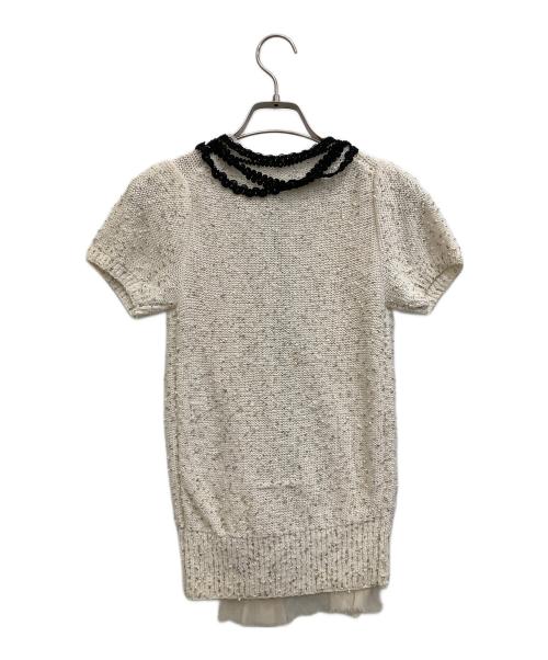 sacai（サカイ）sacai (サカイ) ラメ半袖ニット ホワイト サイズ:1の古着・服飾アイテム