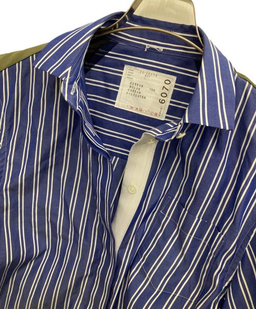 sacai（サカイ）sacai (サカイ) MA-1 パフスリーブ ドッキング ポプリン シャツ ブルー×オリーブ サイズ:1の古着・服飾アイテム