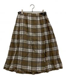 O'NEIL OF DUBLIN（オニールオブダブリン）の古着「ラップリネンチェックスカート」｜ブラウン